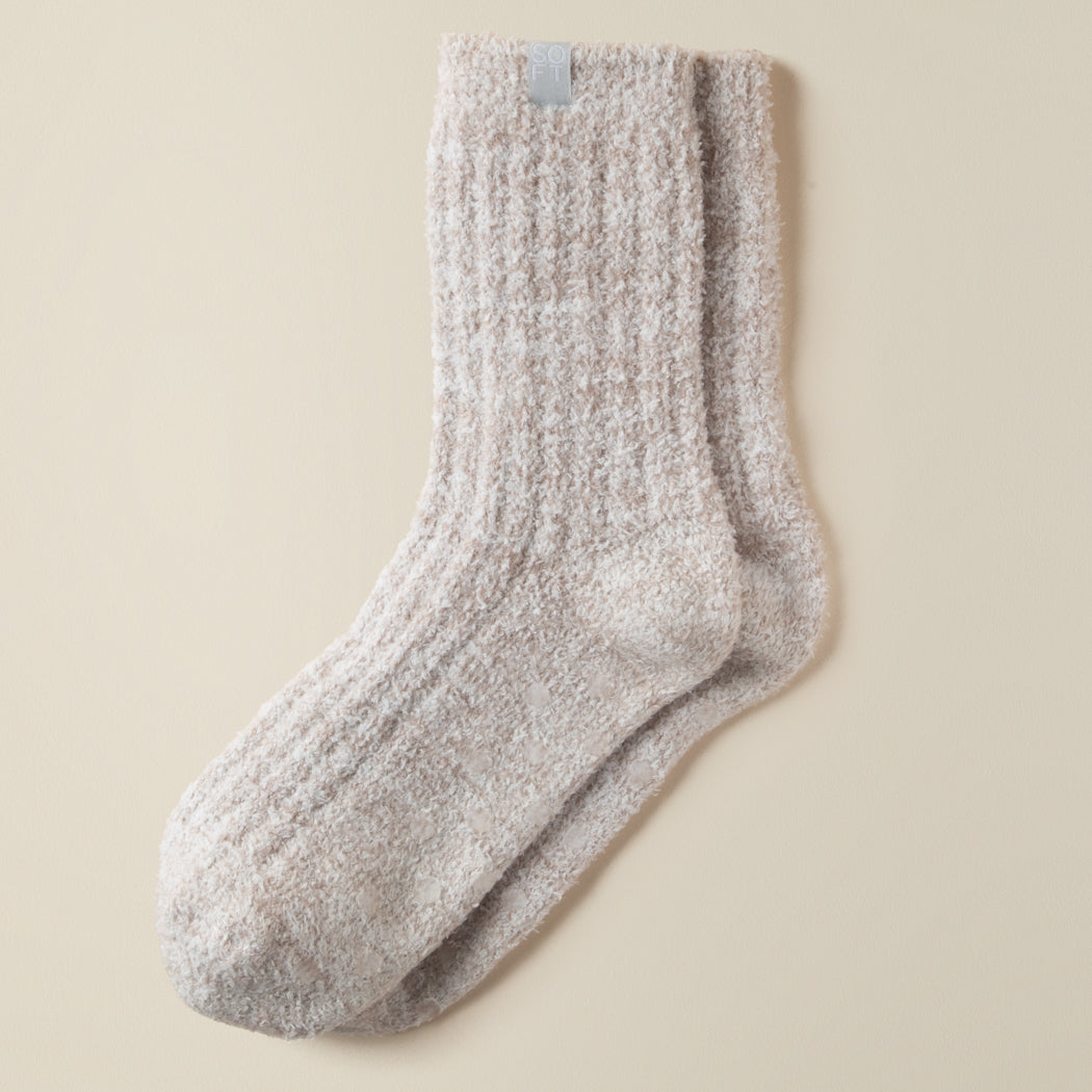 Marshmallow Crew Socks Heather Coco