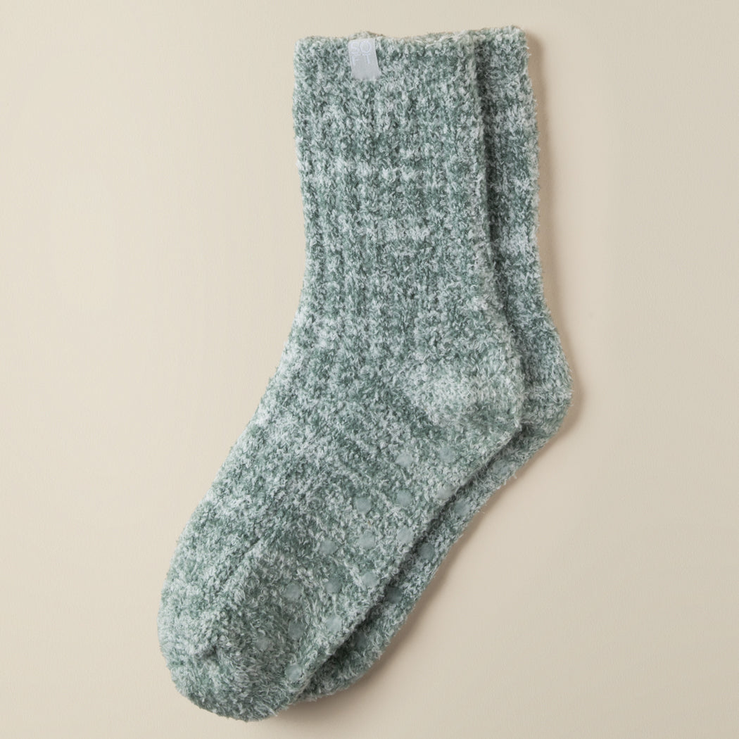 Marshmallow Crew Socks Heather Dusty Green