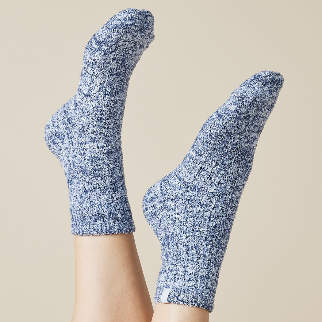 Marshmallow Crew Socks Heather Midnight