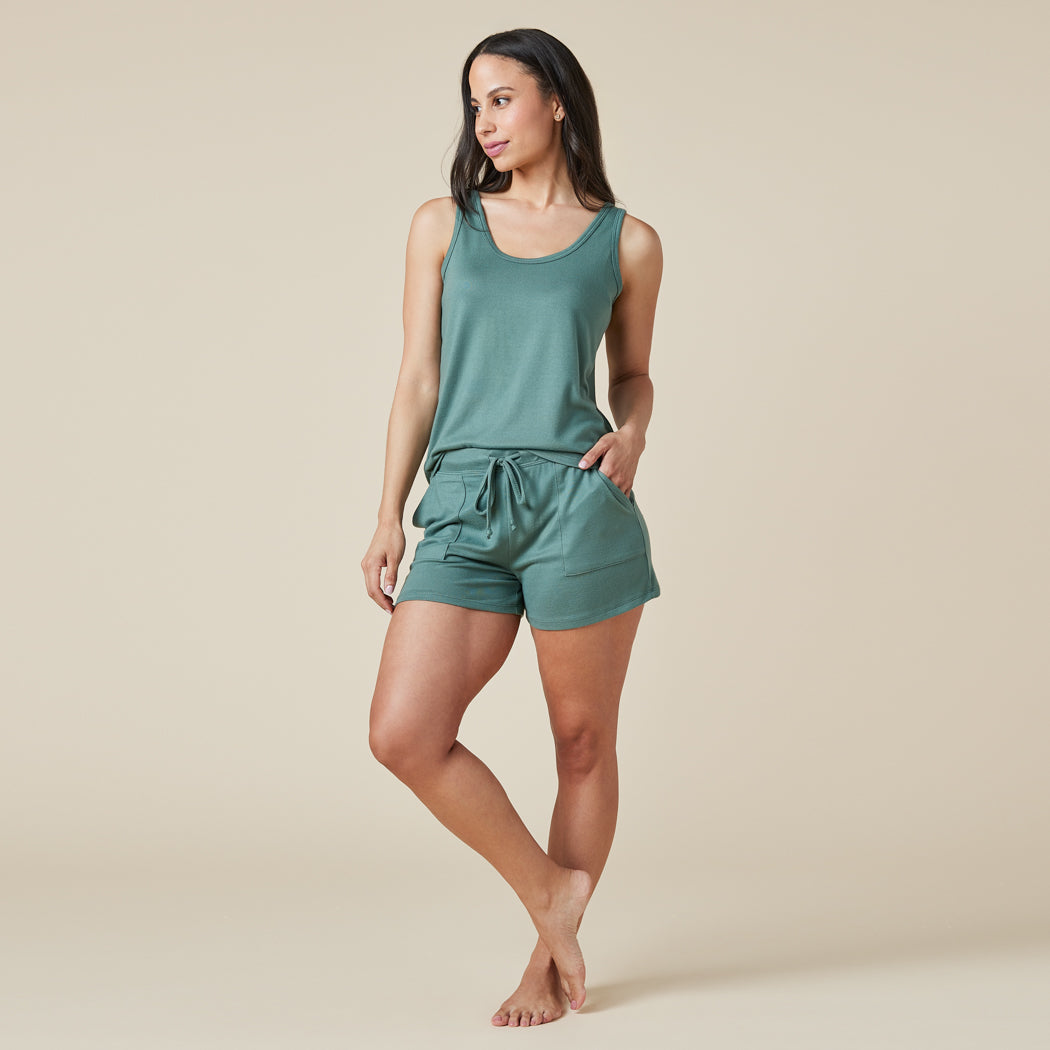 Dream Jersey Tank Top with Shorts Set Dusty Green