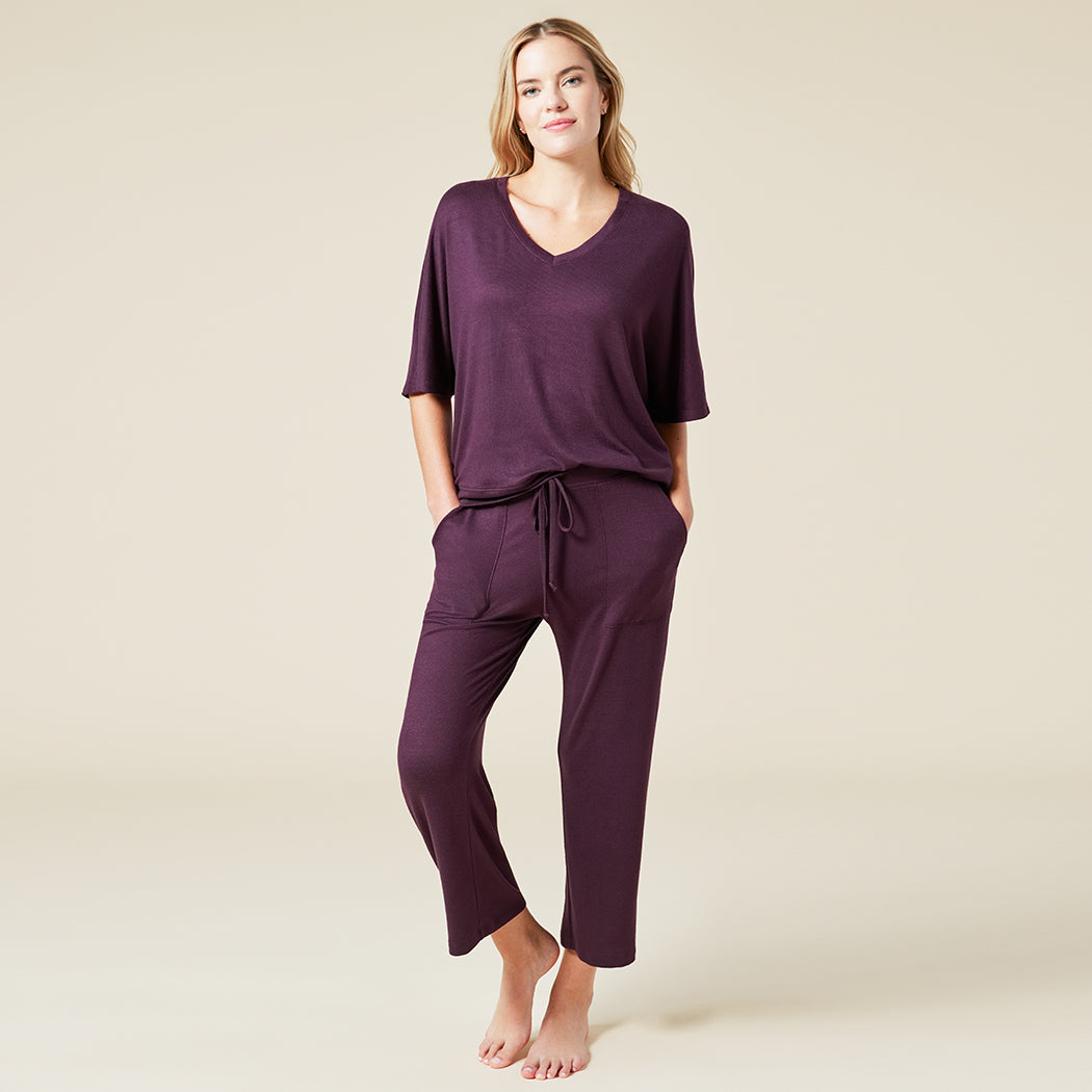 Dream Relaxed V-neck with Capri Lounge Set Fig