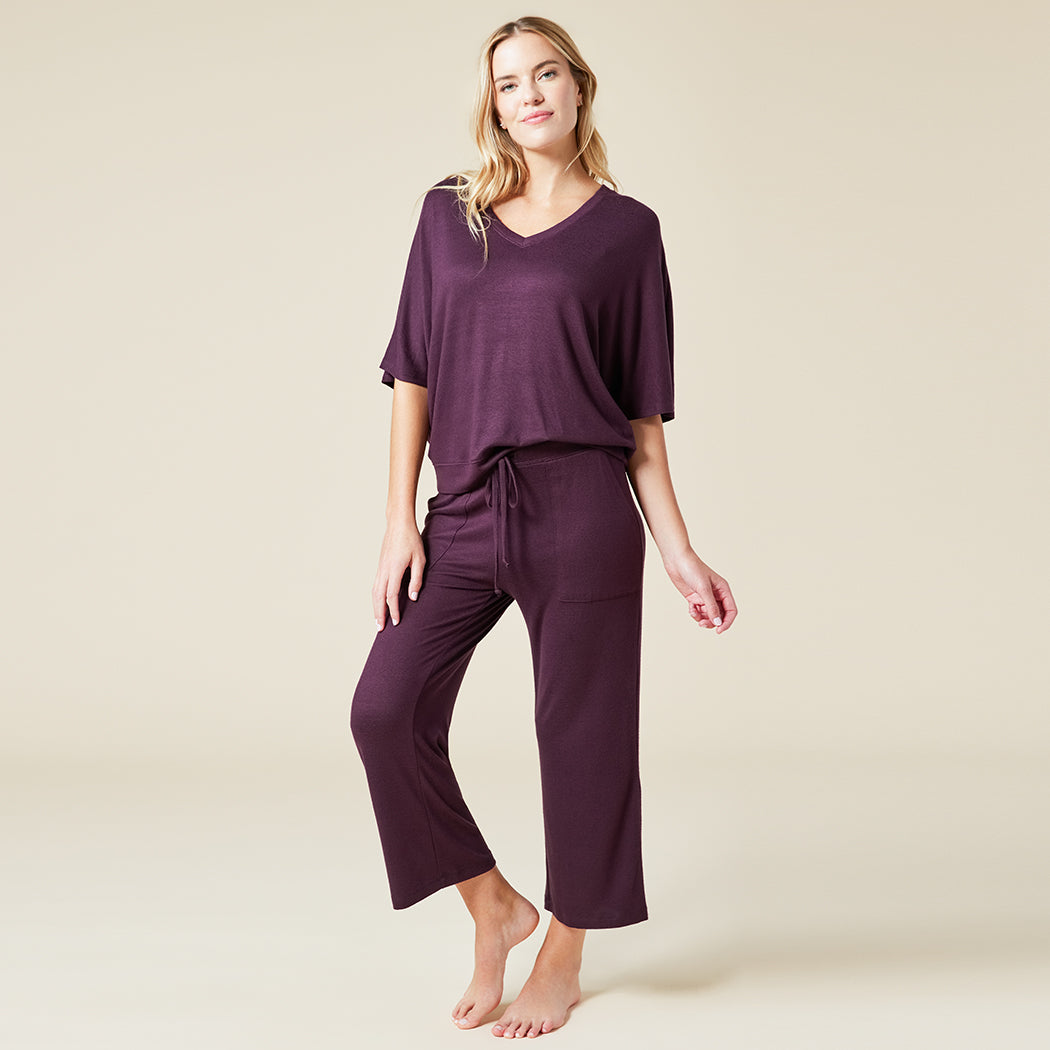 Dream Relaxed V-neck with Capri Lounge Set Fig