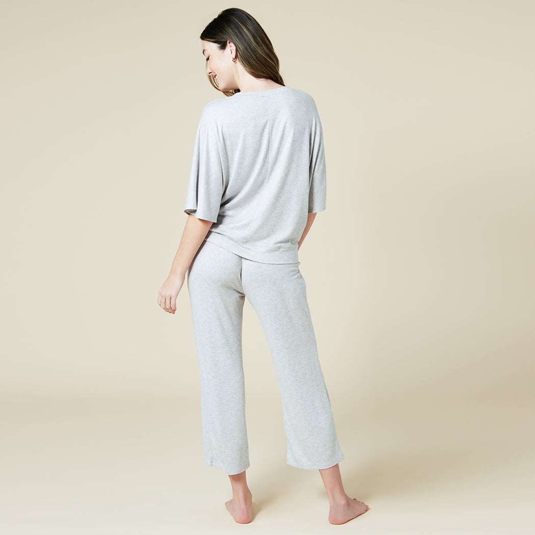 Dream Relaxed V-neck with Capri Lounge Set Heather Grey