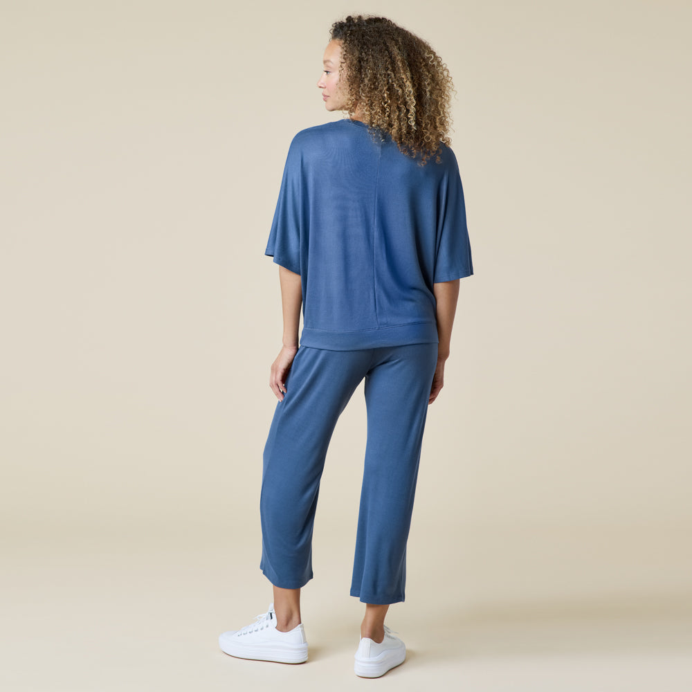 Dream Relaxed V-neck with Capri Lounge Set Indigo