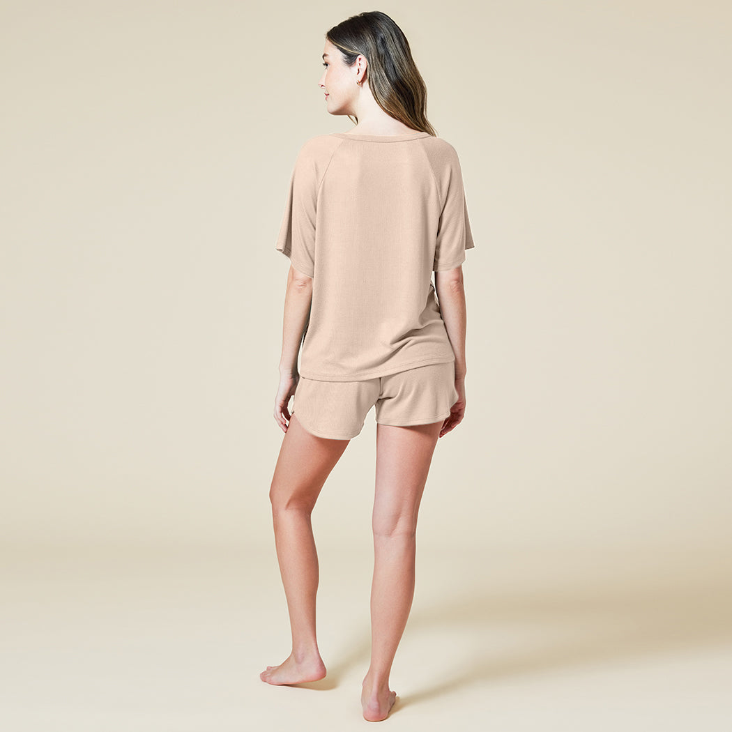 Dream Slouchy Tee Top with Shorts Lounge Set Apricot