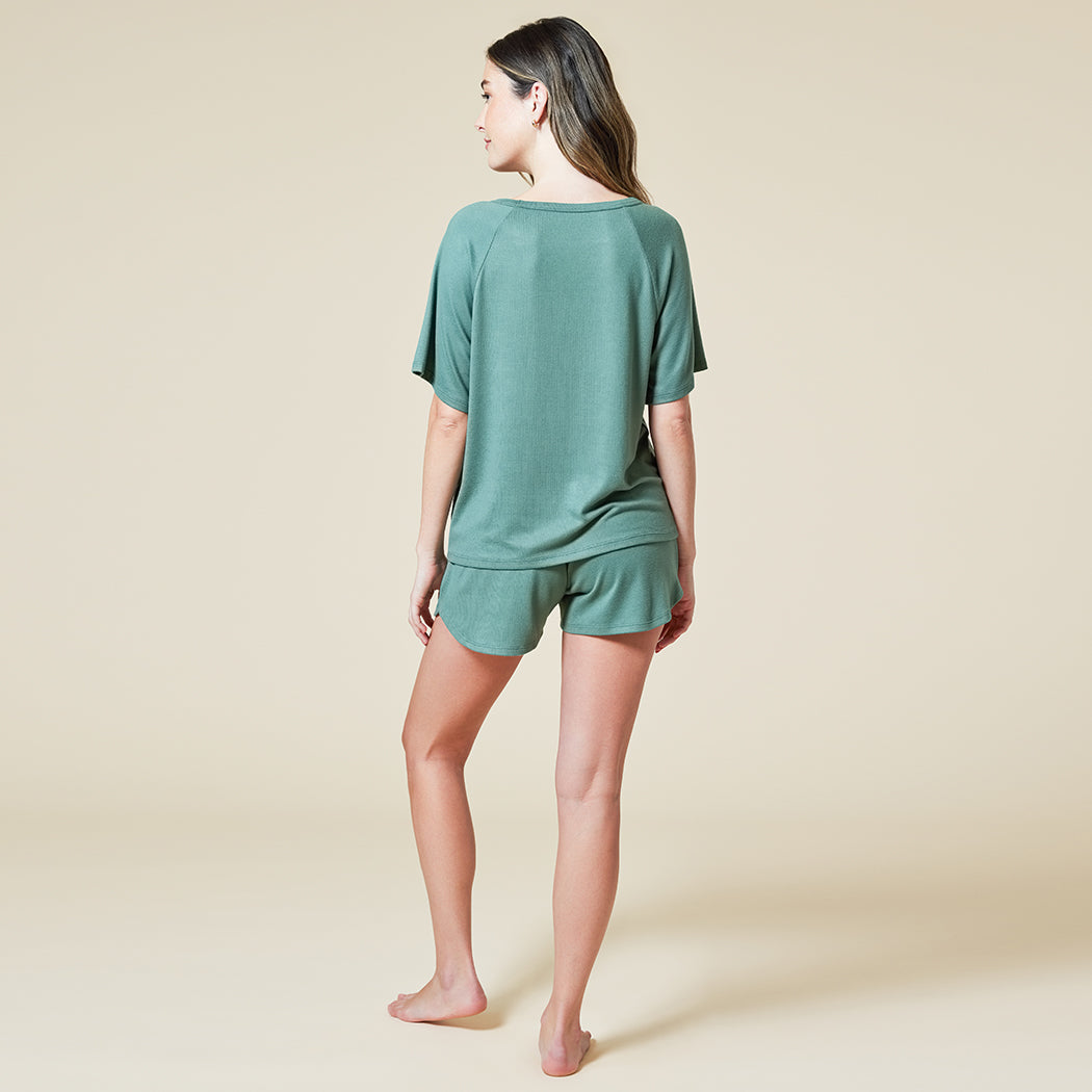 Dream Slouchy Tee Top with Shorts Lounge Set Dusty Green