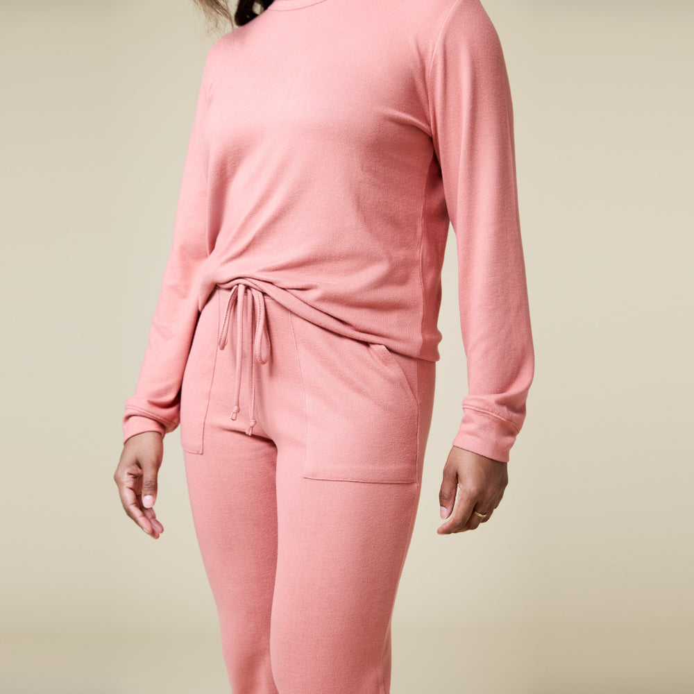 Dream Jersey Crew Neck Lounge Set Copper Rose