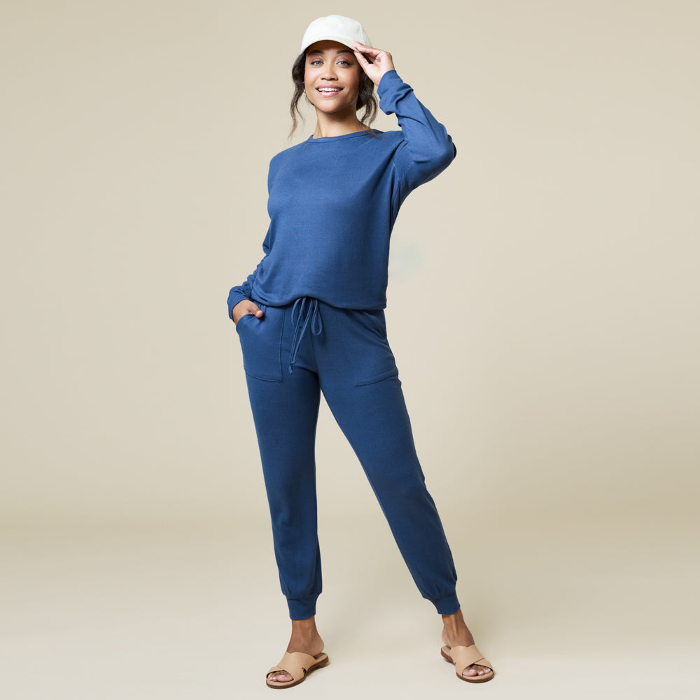 Dream Jersey Crew Neck Lounge Set Indigo