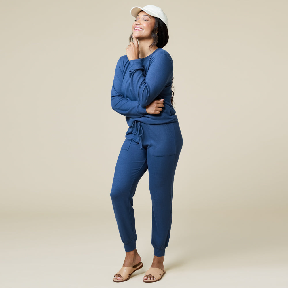 Dream Jersey Crew Neck Lounge Set Indigo