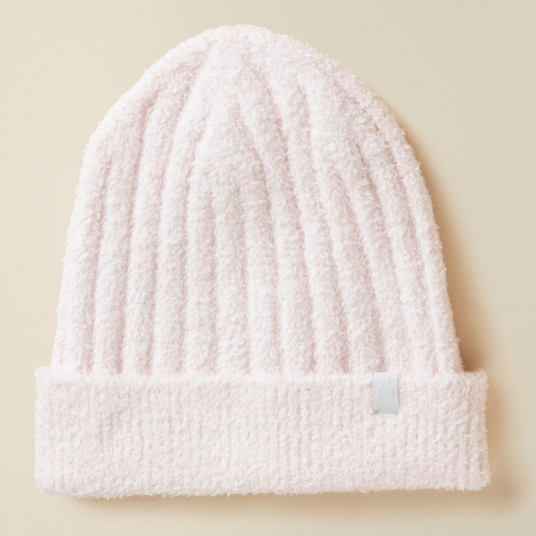 Chunky Rib Marshmallow Beanie Heather Blush Pink