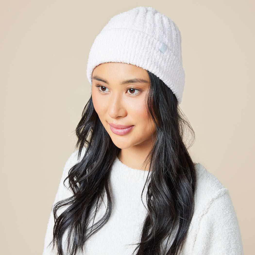 Chunky Rib Marshmallow Beanie Heather Blush Pink