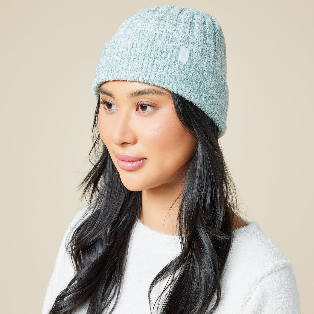 Chunky Rib Marshmallow Beanie Heather Dusty Green