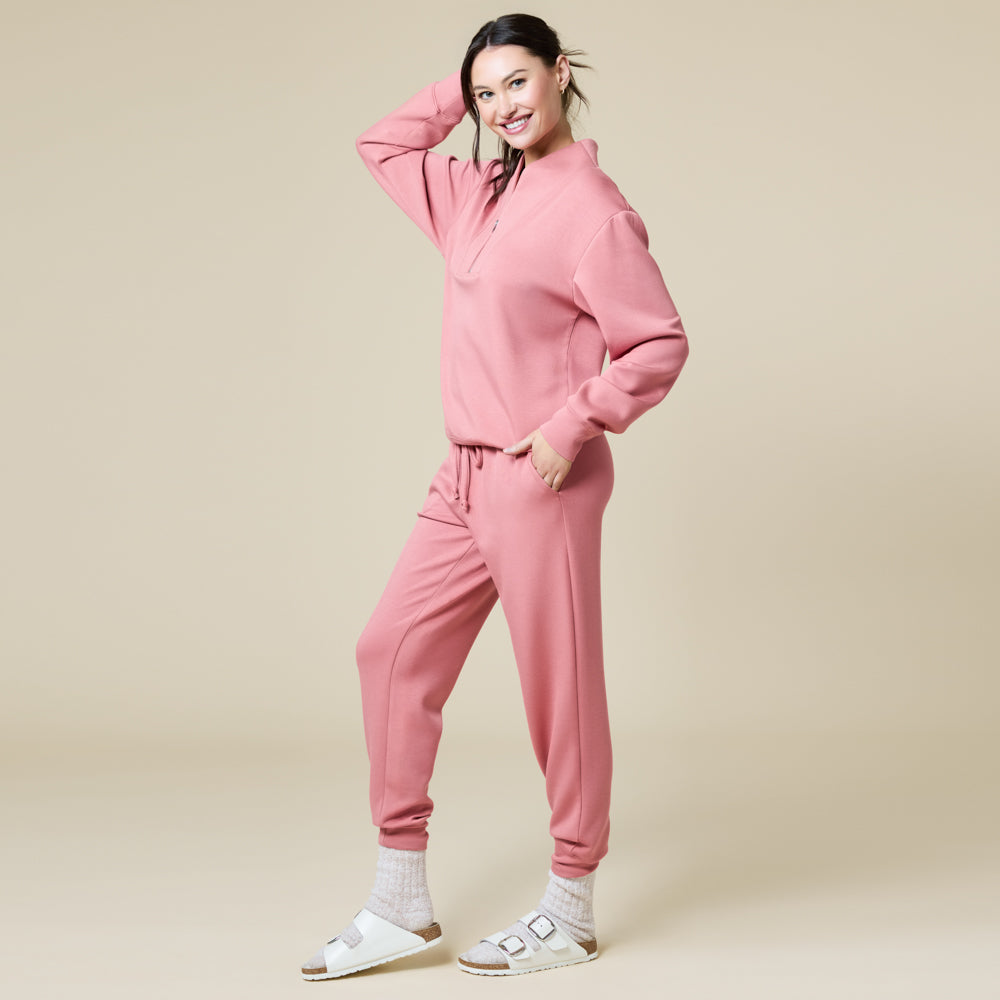 DreamTech 1/4 Zip Jogger Set Copper Rose