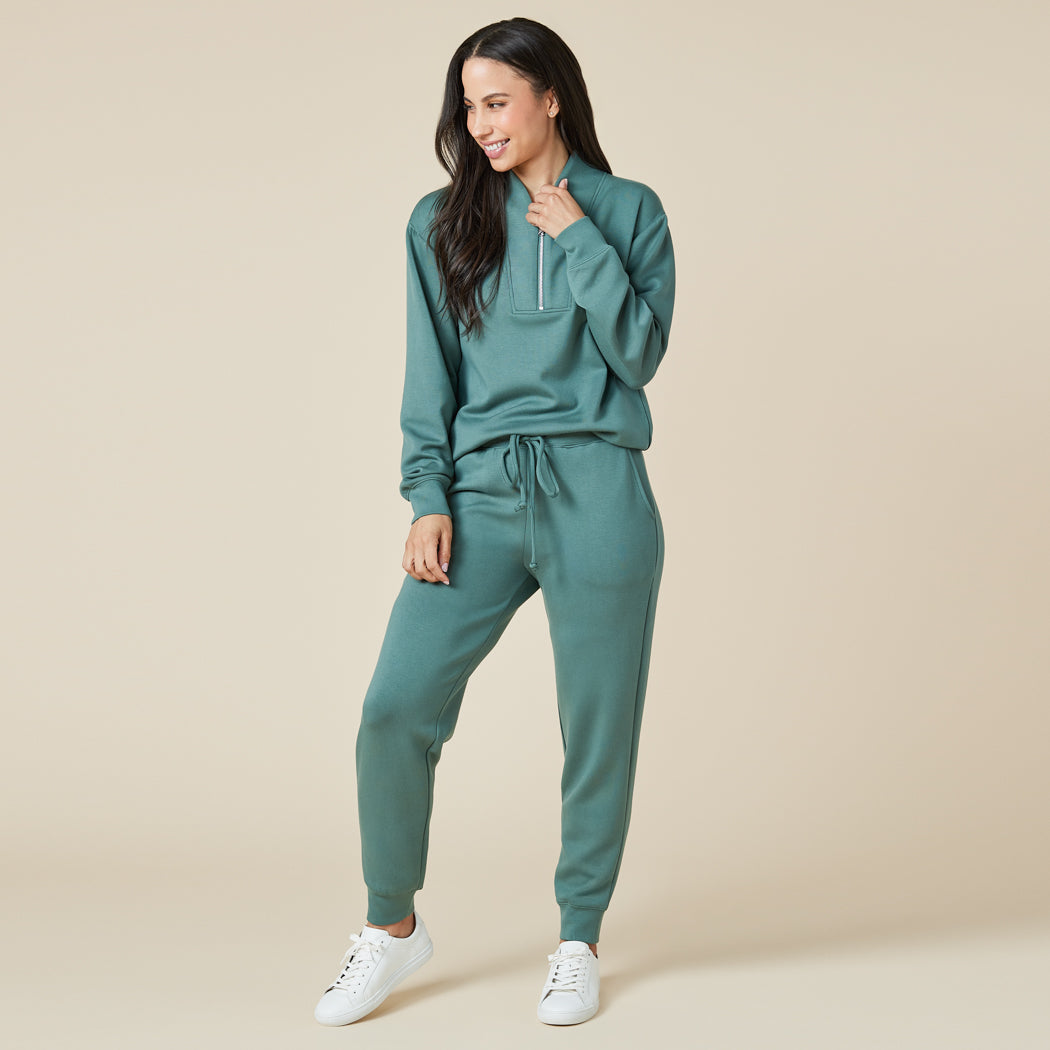 DreamTech 1/4 Zip Jogger Set Dusty Green