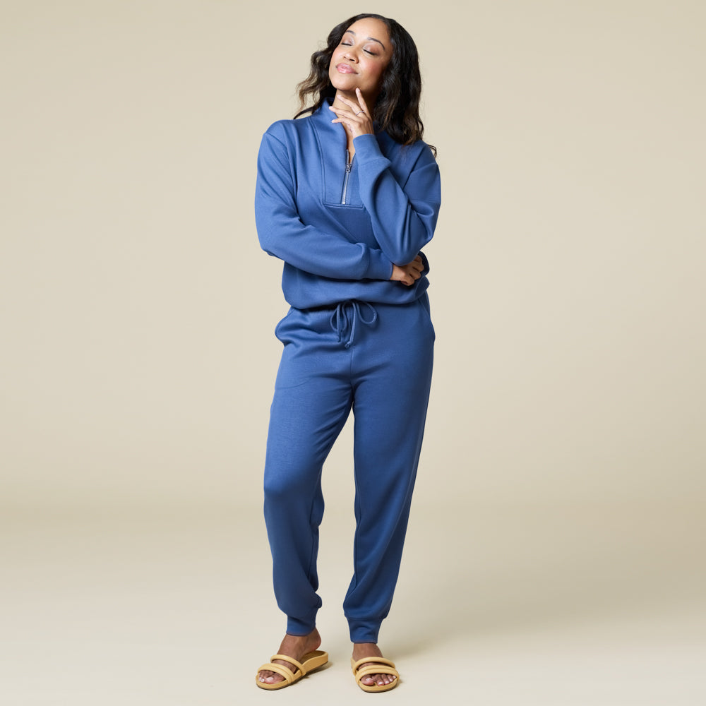 DreamTech 1/4 Zip Jogger Set Indigo