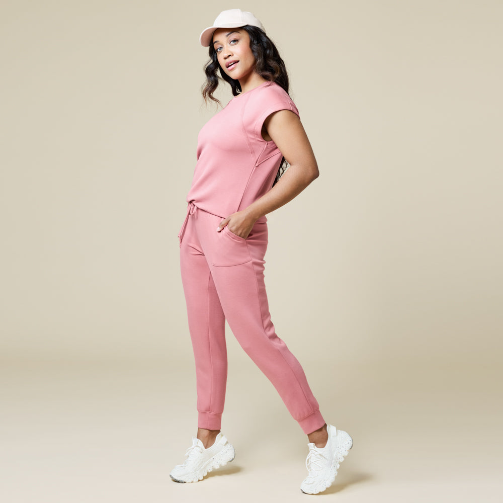 PureDream Short Raglan Crew Neck Jogger Set Copper Rose