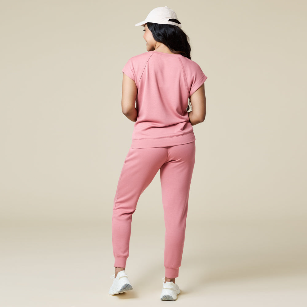 PureDream Short Raglan Crew Neck Jogger Set Copper Rose