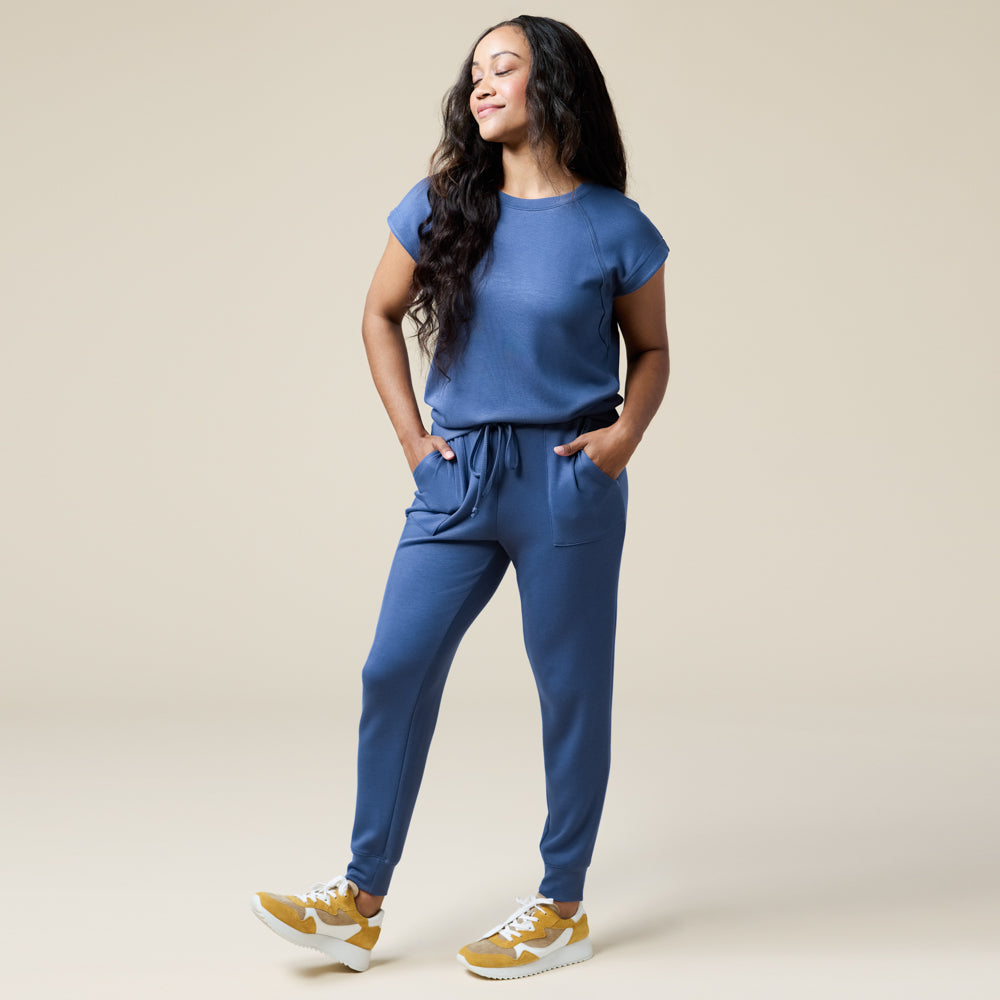 PureDream Short Raglan Crew Neck Jogger Set Indigo