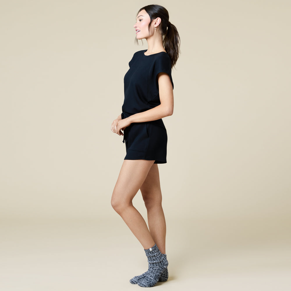 PureDream Short Raglan Crew Neck Short Set Black