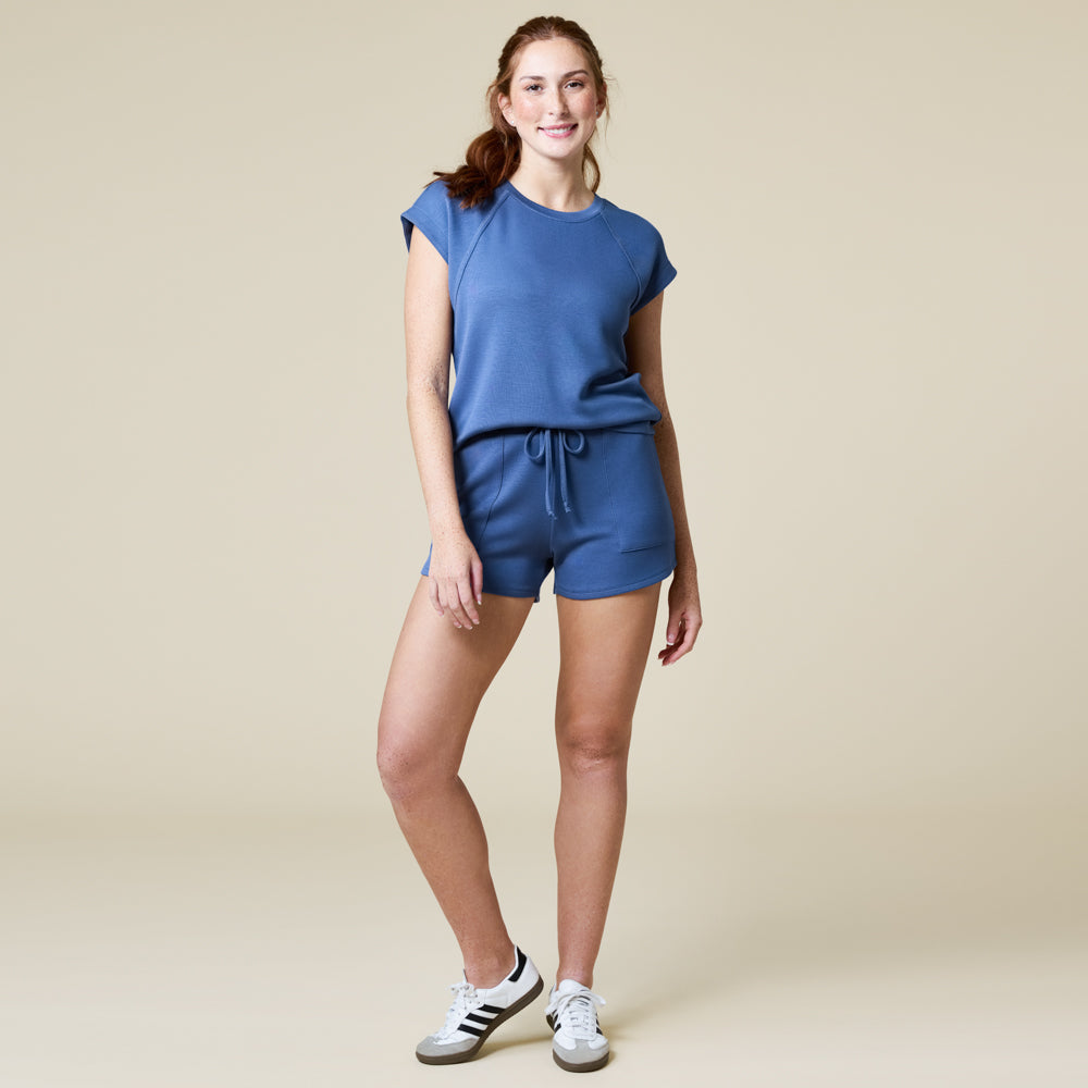 PureDream Short Raglan Crew Neck Short Set Indigo