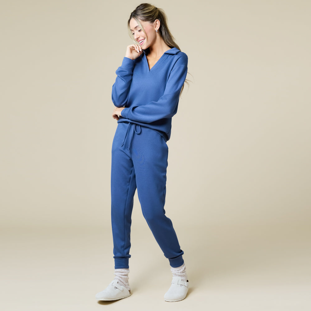 DreamTech Johnny Collar Lounge Set Indigo