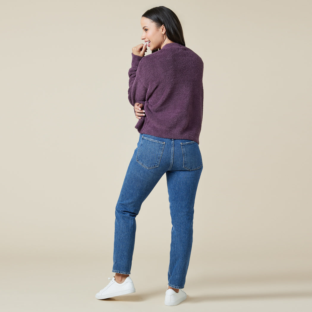 Solid Marshmallow Crop Cardigan Fig