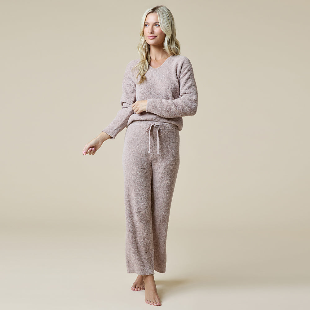 Solid Marshmallow V-Neck Lounge Set Coco