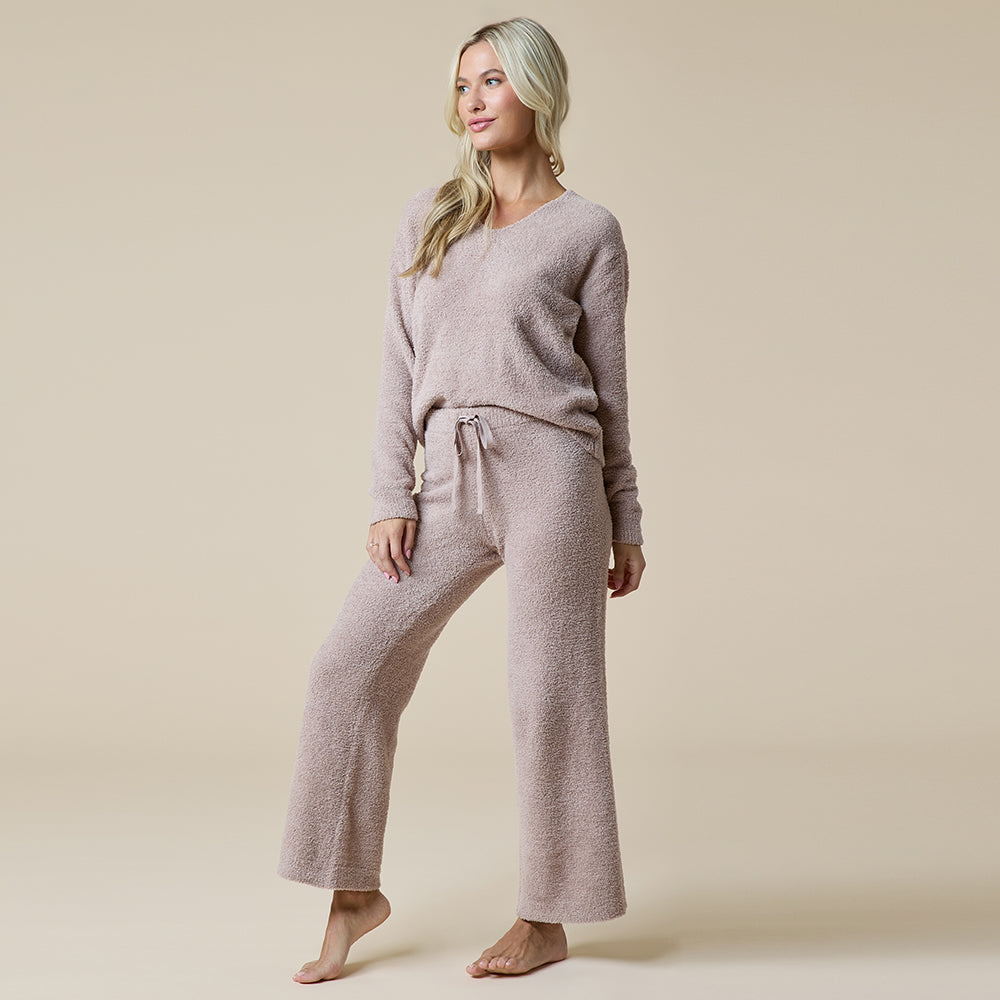 Solid Marshmallow V-Neck Lounge Set Coco