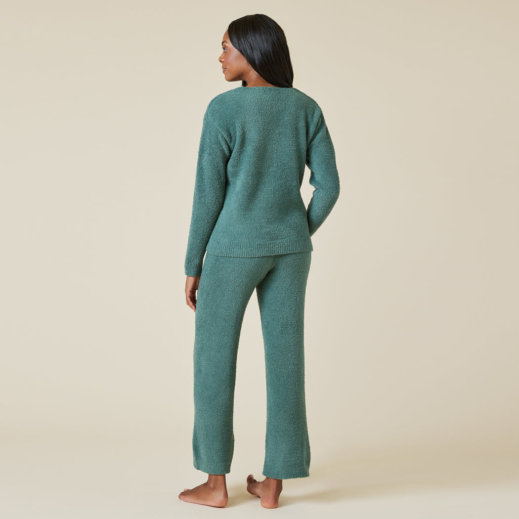 Solid Marshmallow V-Neck Lounge Set Dusty Green