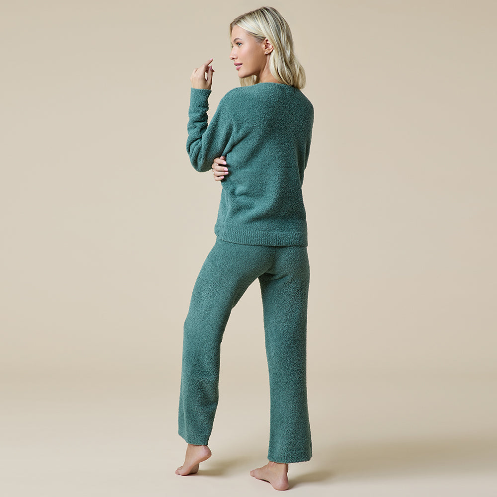 Solid Marshmallow V-Neck Lounge Set Dusty Green