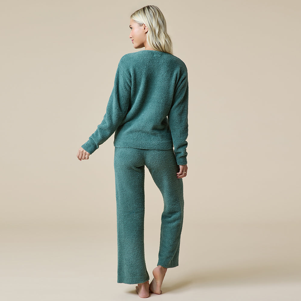 Solid Marshmallow V-Neck Lounge Set Dusty Green