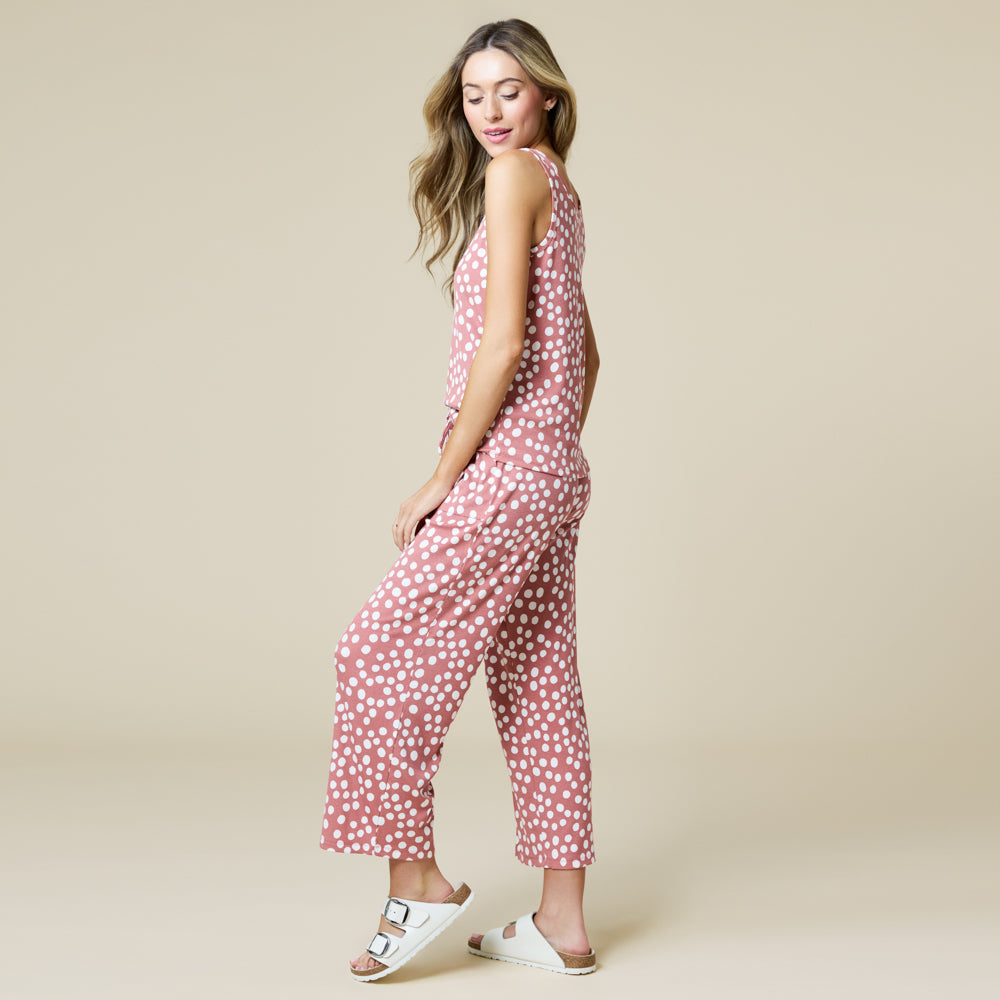 Ella Scoop Tank Capri PJ Set Copper Rose Dot