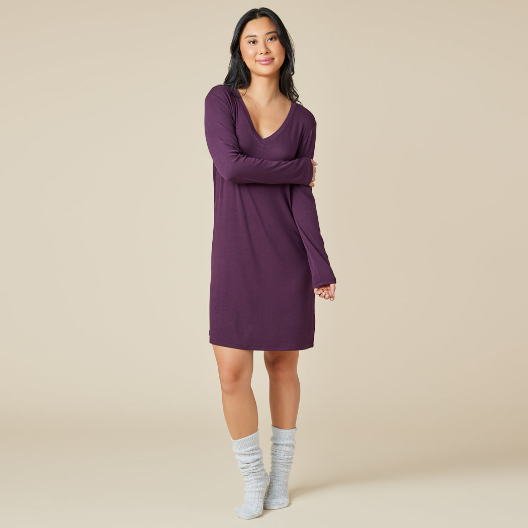 Natalie - Classic V-Neck Nightgown Fig