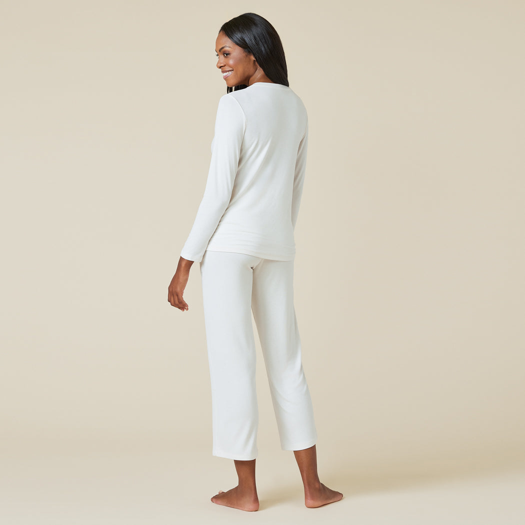 Natalie - Classic V-Neck PJ Set Almond