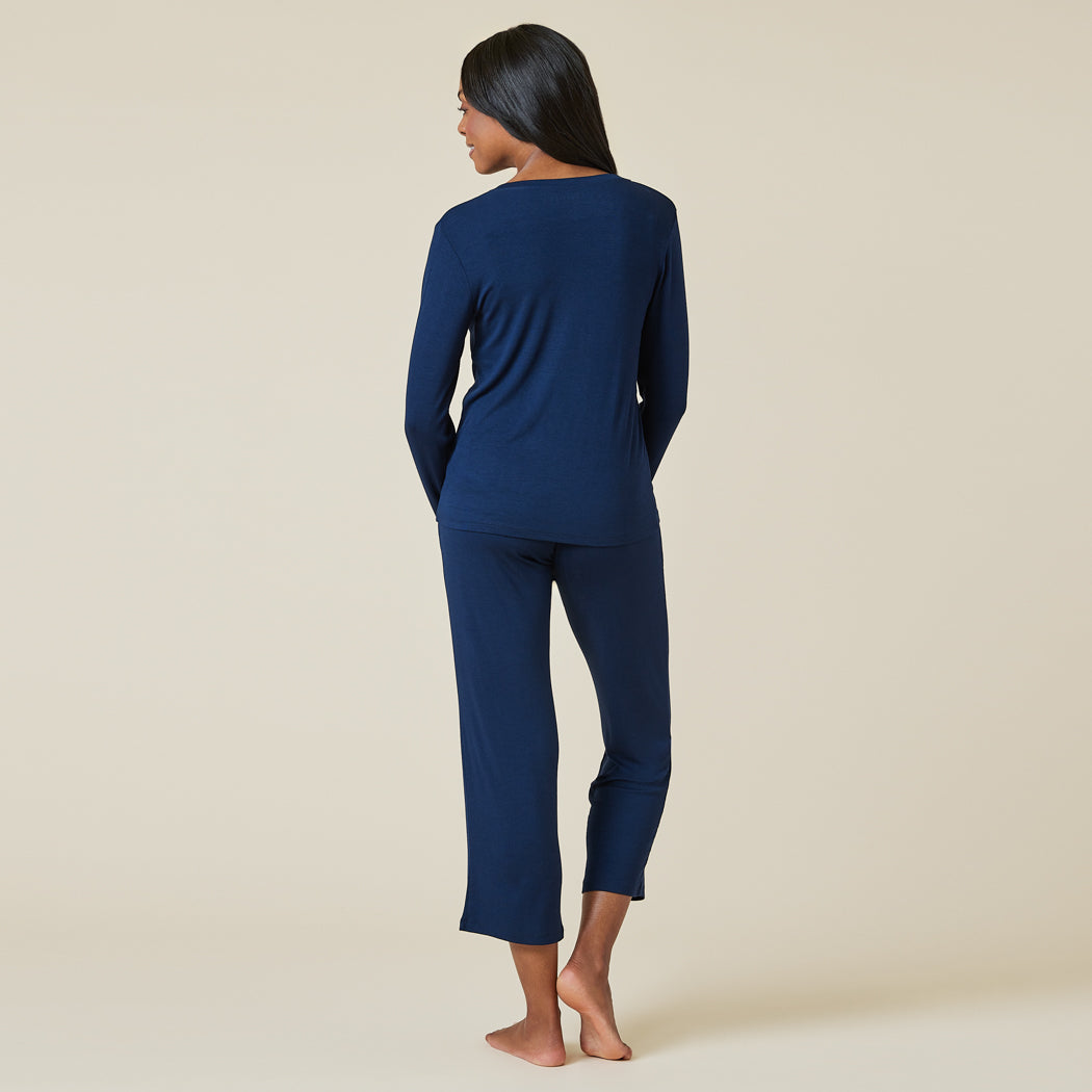 Natalie - Classic V-Neck PJ Set Midnight