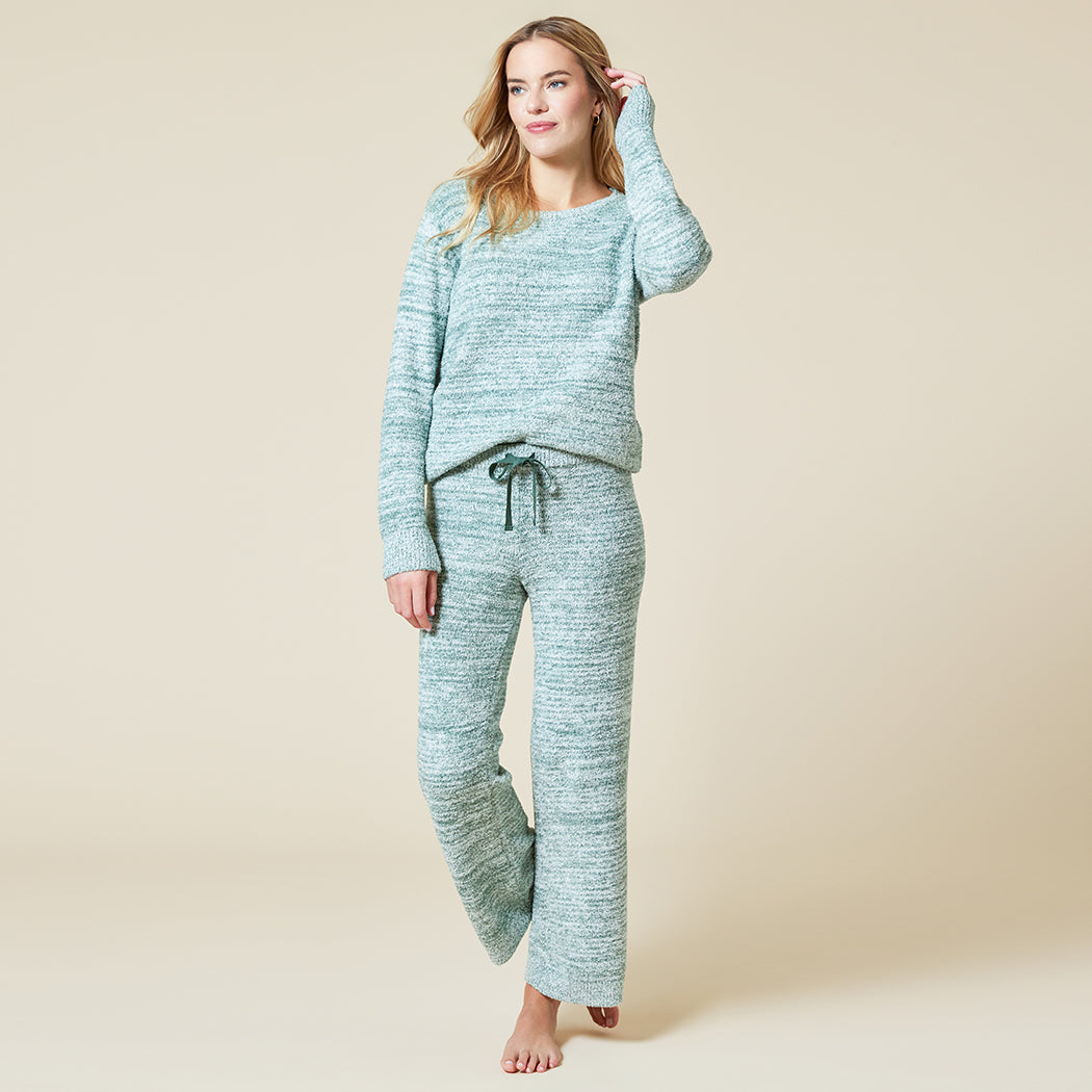 Marshmallow Crew Neck Lounge Set Heather Dusty Green