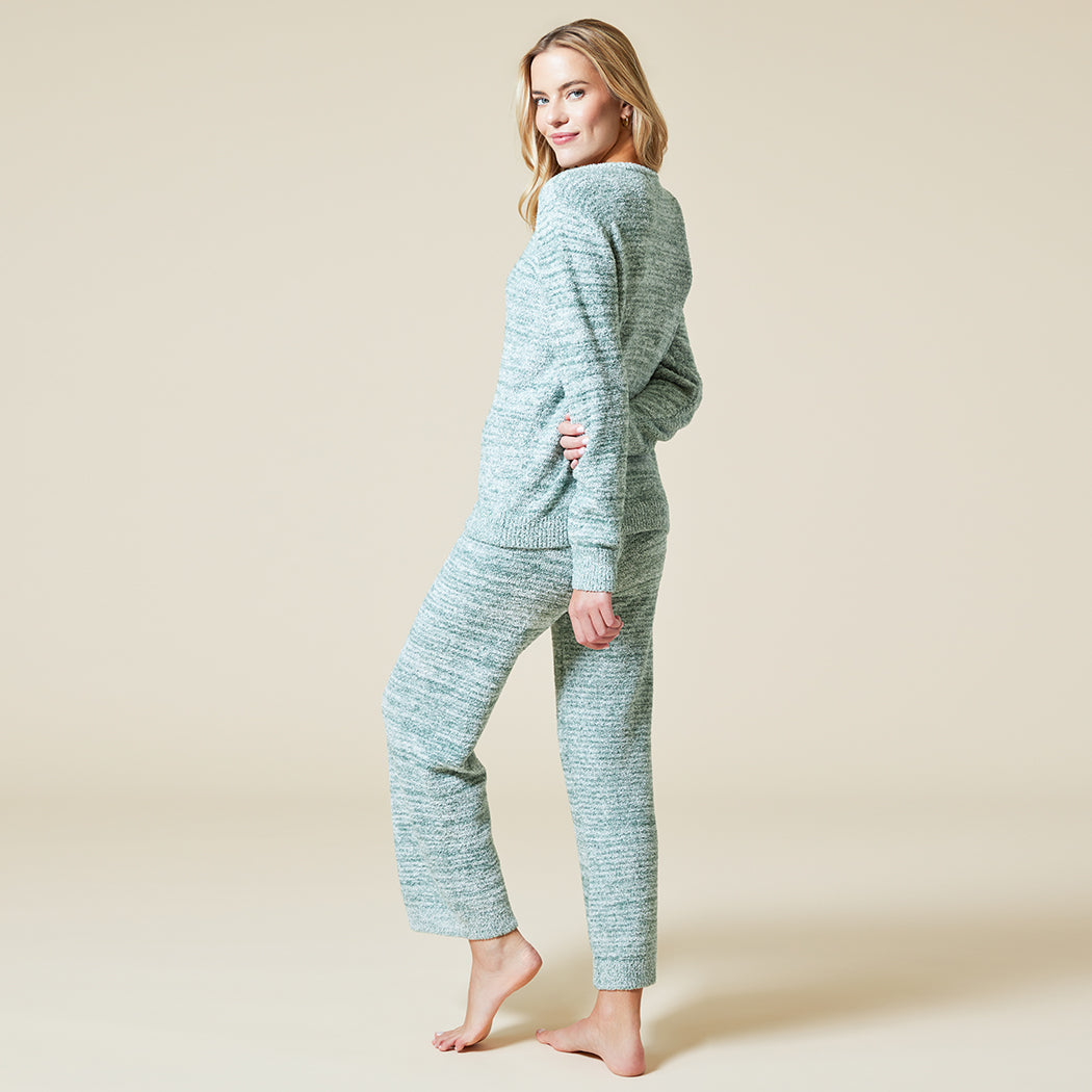 Marshmallow Crew Neck Lounge Set Heather Dusty Green