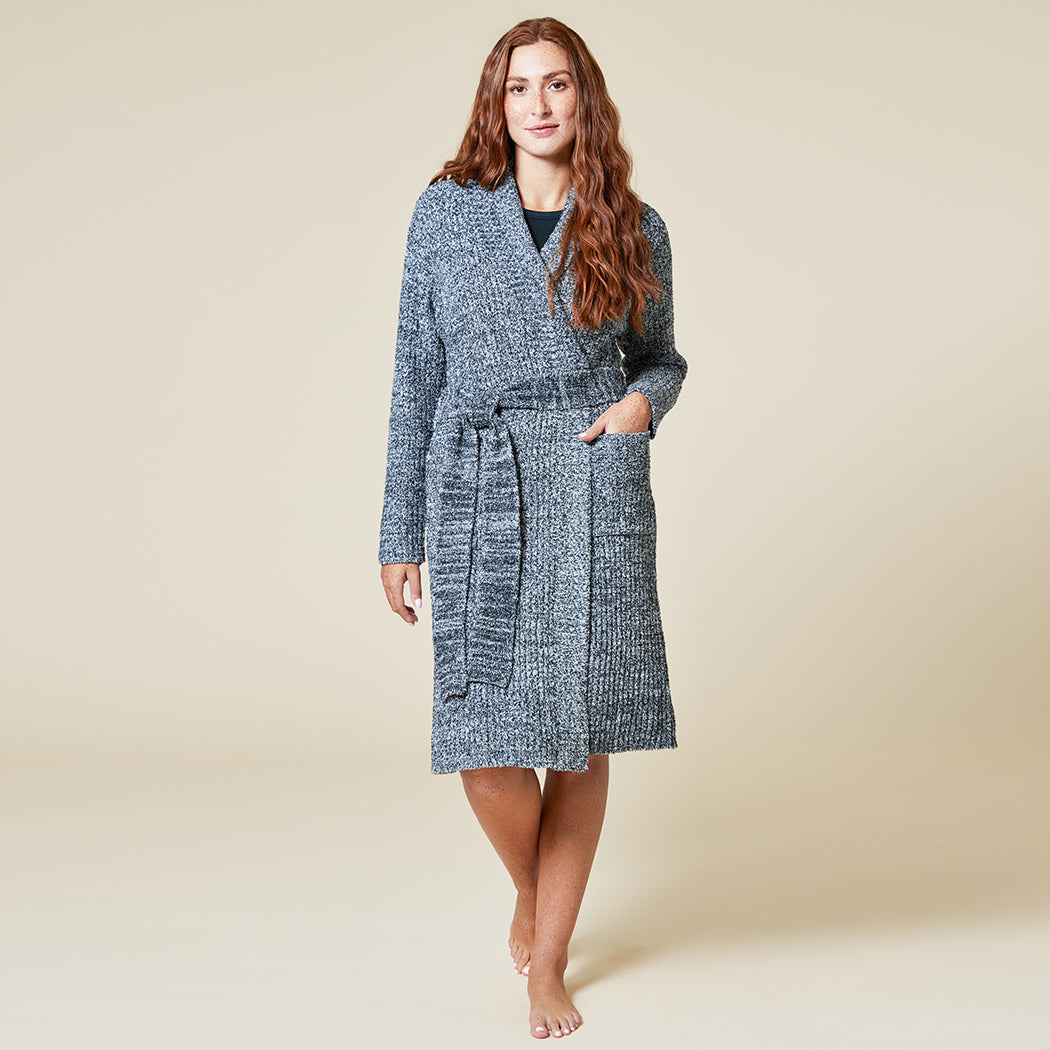 Marshmallow Wrap Robe Heather Black