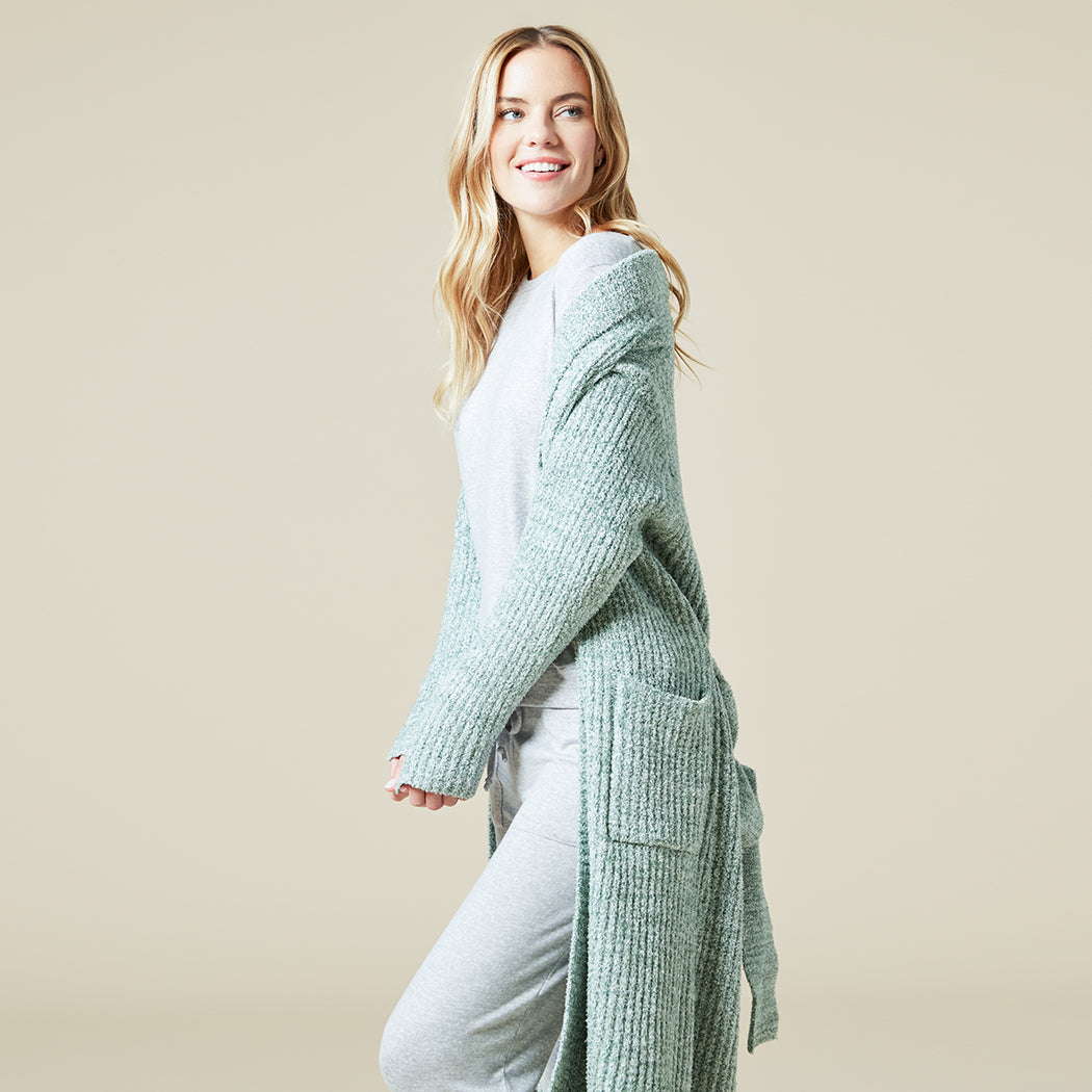 Marshmallow Wrap Robe Heather Dusty Green