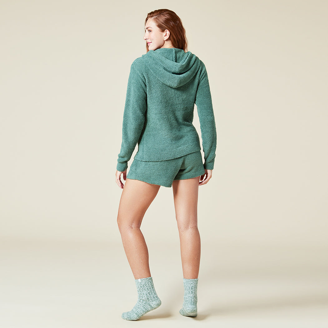 Solid Marshmallow Hoodie Short Set Dusty Green