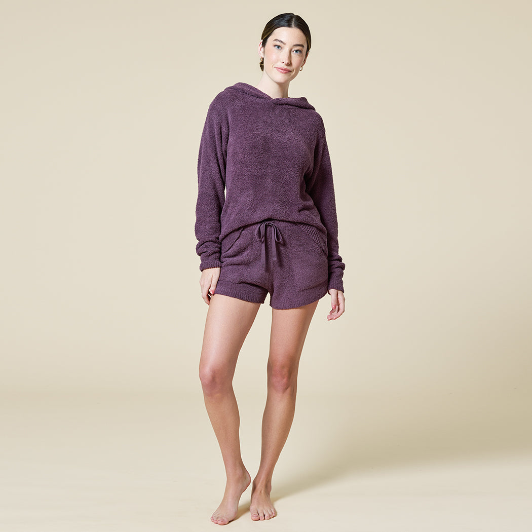 Solid Marshmallow Hoodie Short Set Fig