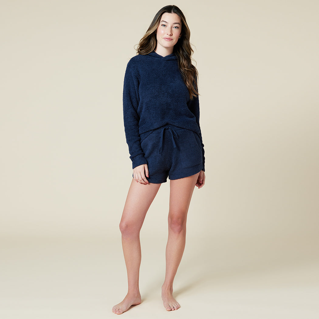 Solid Marshmallow Hoodie Short Set Midnight