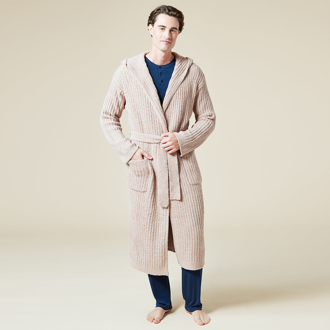 Hers and His!  Solid Rib Marshmallow Unisex Hooded Robe Coco