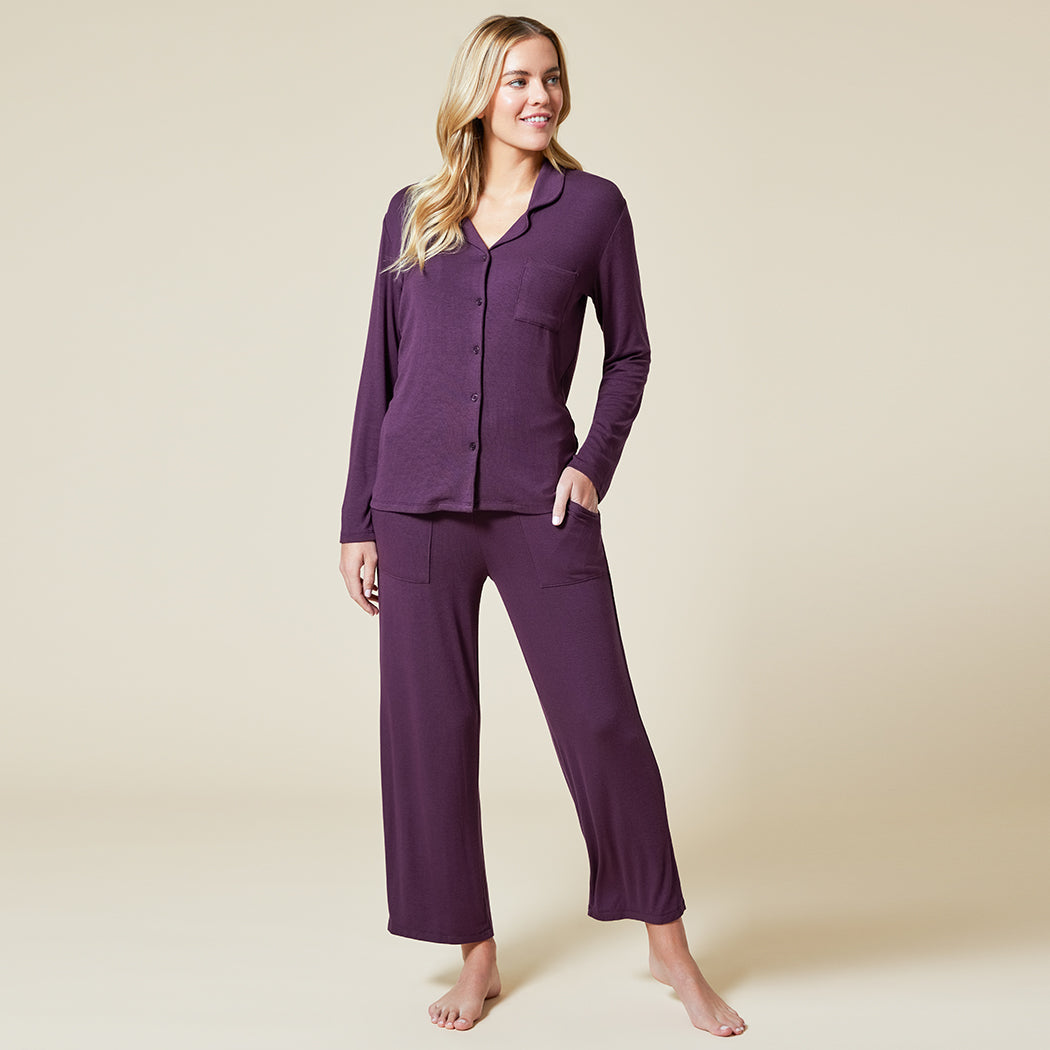 Aria - Slim Notch Collar PJ Set Fig