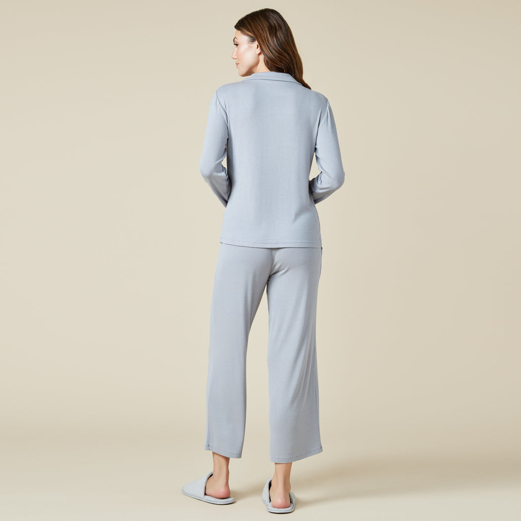 Aria - Slim Notch Collar PJ Set Grey