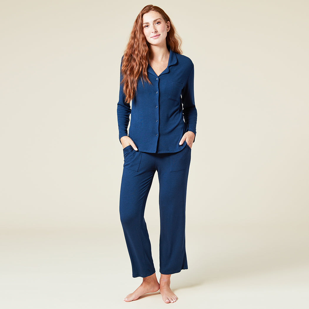 Aria - Slim Notch Collar PJ Set Midnight