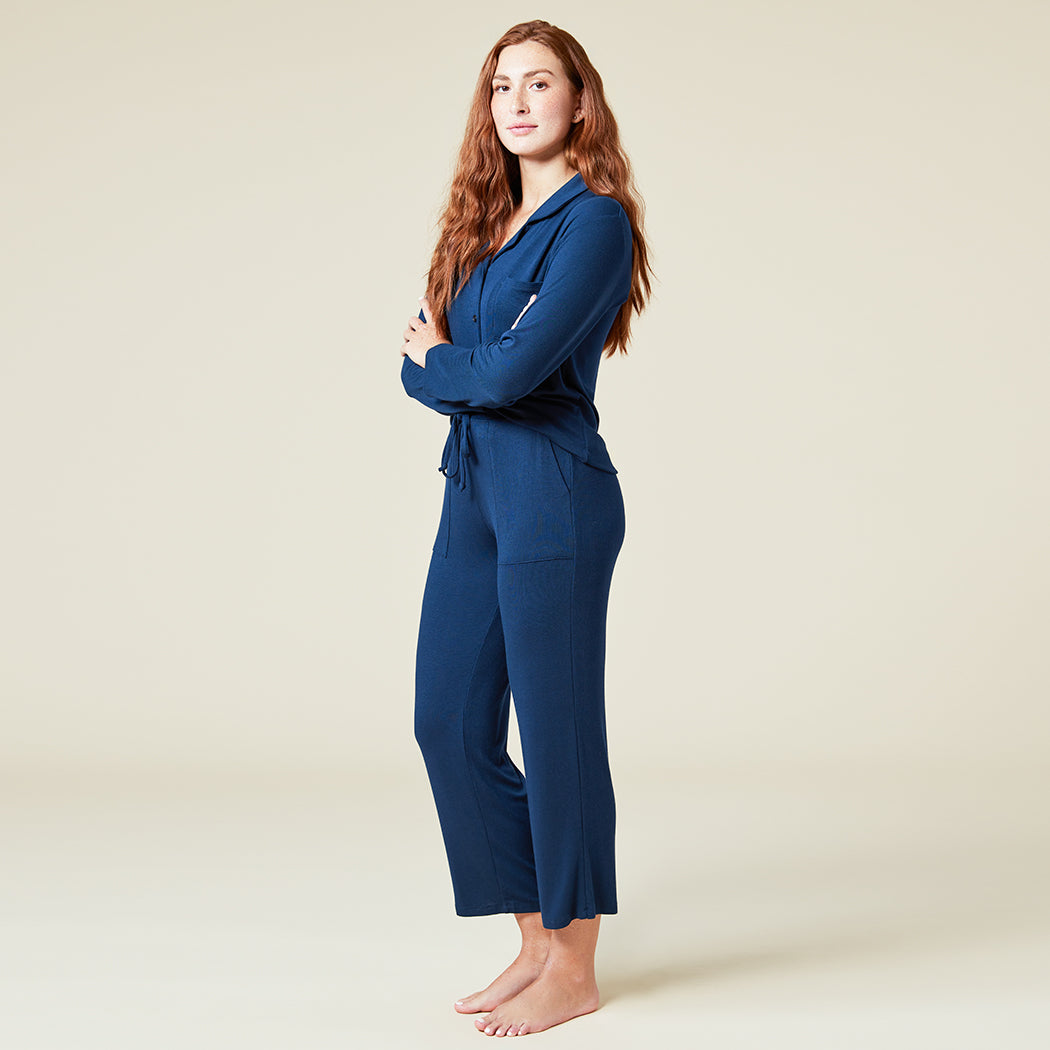 Aria - Slim Notch Collar PJ Set Midnight