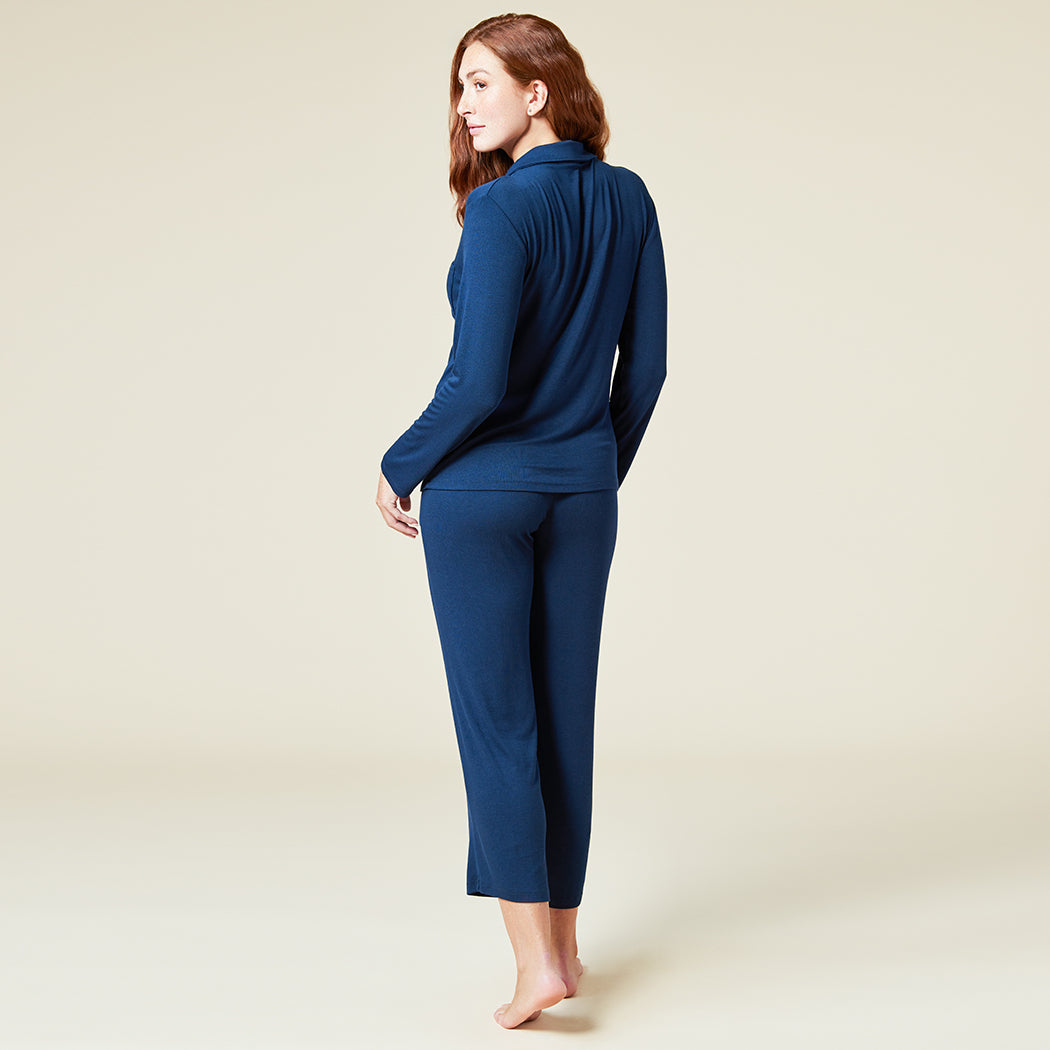 Aria - Slim Notch Collar PJ Set Midnight