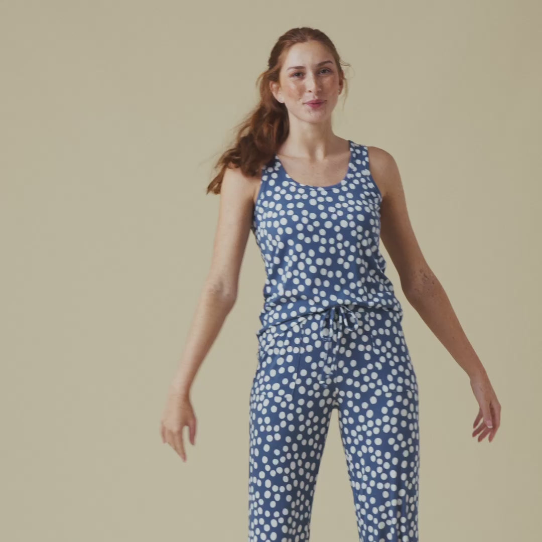 Ella Scoop Tank Capri PJ Set Indigo Dot