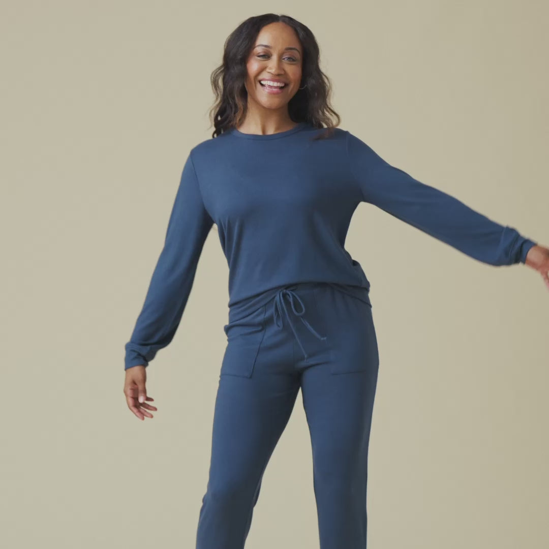 Dream Jersey Crew Neck Lounge Set Indigo